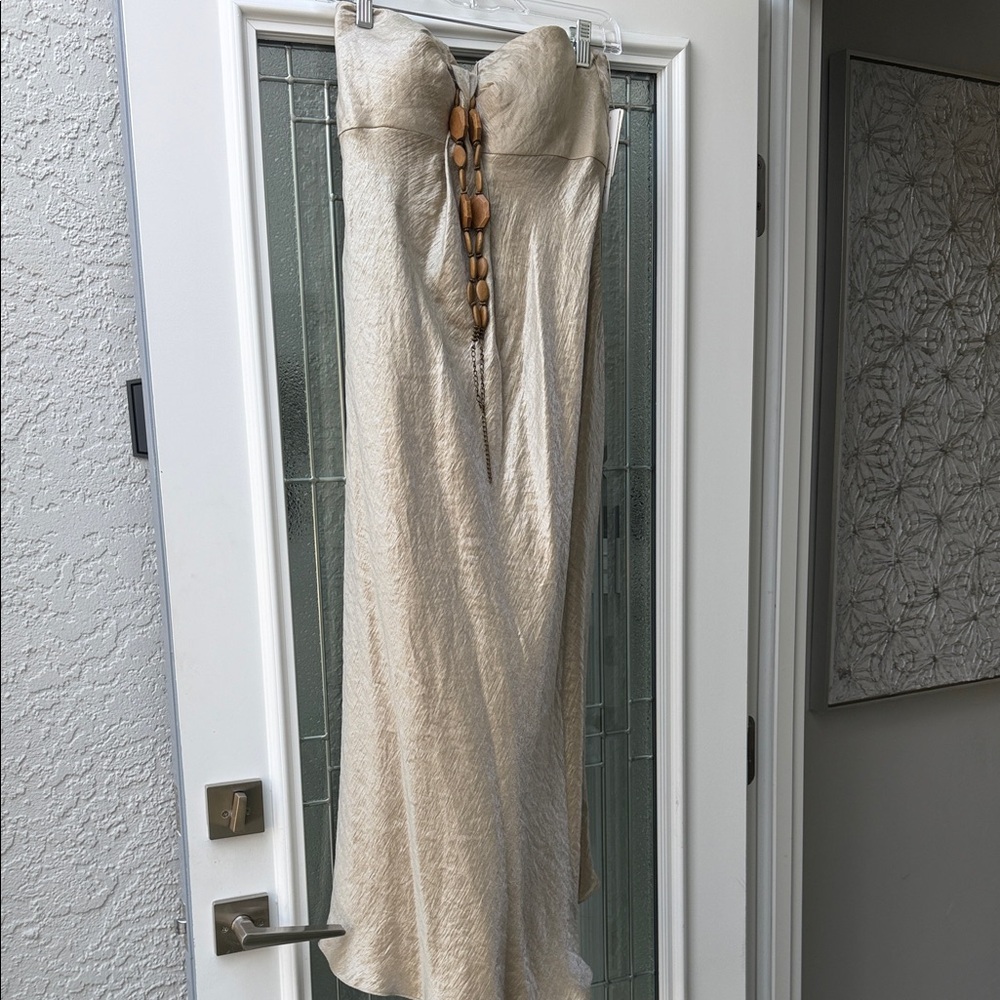 Adrianna Papell Cream Strapless Midi Dress
